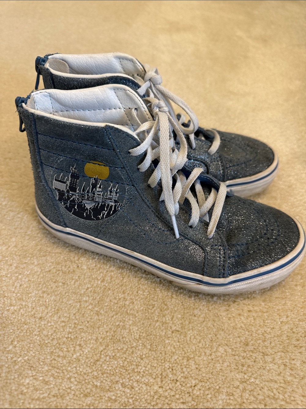Vans Kids Glitter Navy High-Top Sneakers with Harry Potter theme